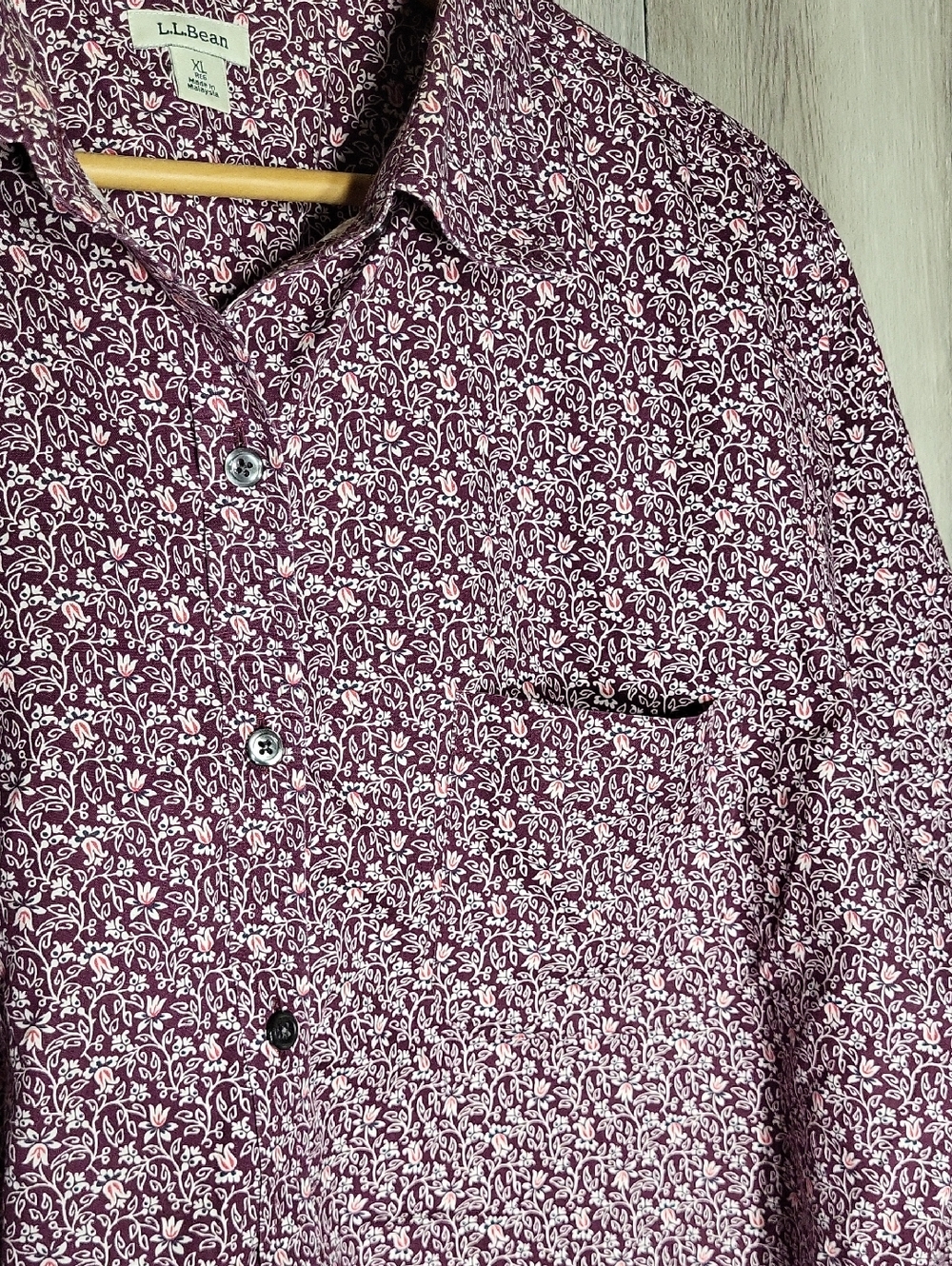 LL Bean Wrinkle Free Floral Button Down Shirt Womens XL 100% Cotton Long Sleeve - Picture 5 of 9